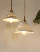 Axyaa Nordic Ceramic Pendant Lights with Brass Finish E27 Hanging Lamp