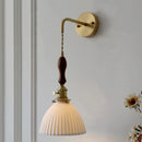 Axyaa Walnut Wood LED Wall Sconce Pull Chain Switch Stair Light Fixtures