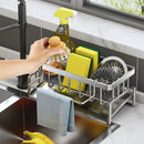 Axyaa Stainless Steel Sink Shelf Sponge Storage Faucet Holder with Hooks