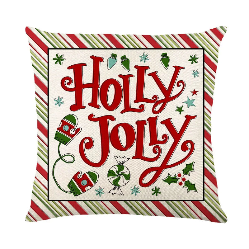 Christmas Decor Pillow Cover 18x18 in Linen Throw - Axyaa Home Decor