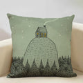 Axyaa Enchanted Forest Tree House Pillow Cover for Home Decor Sofa