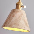 Axyaa LED Pendant Lights Yellow Travertine Gold Brass Hanging Lamp for Kitchen Island