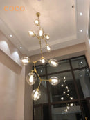 Axyaa Black Gold Molecular Chandelier Light, Big Size Stair Chandeliers