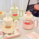 Axyaa Kawaii Glass Cup with Lid and Straw: Large Aesthetic Drink Bottle Mug