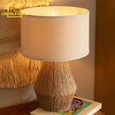 Axyaa Wabi-sabi Hemp Rope Table Lamp LED E27 Desk Light for Home Hotel