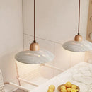 Axyaa Japanese Style Wooden Bedside Chandelier Natural Stone Cream Hanging Light