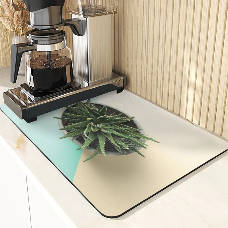 Axyaa Cactus Silicone Coasters Set for Kitchen Table - Absorbent Drying Mat