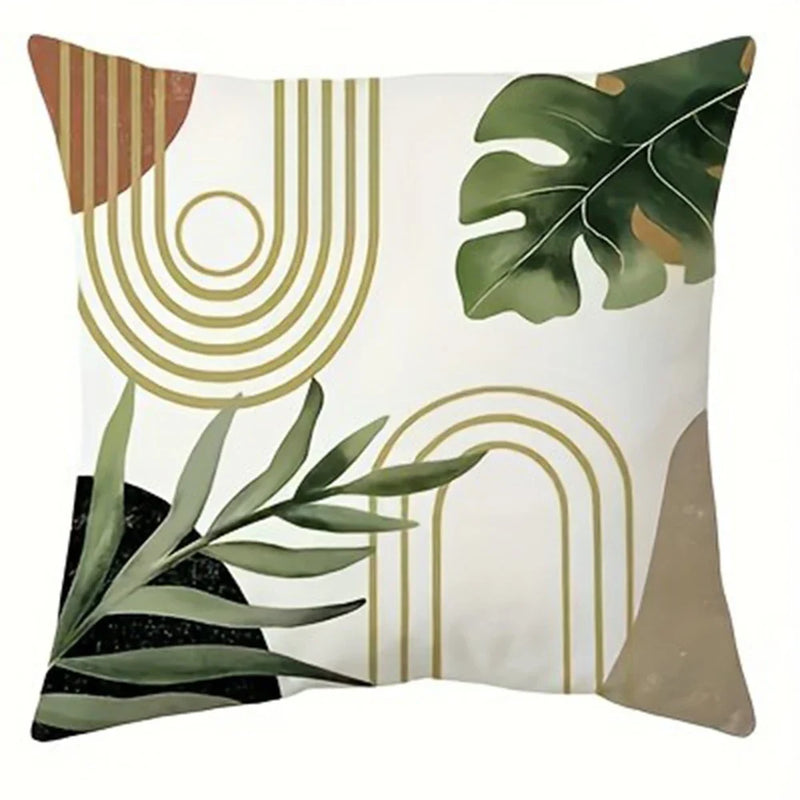 Axyaa Line Leaf Print Pillowcase for Bohemian Home Decoration