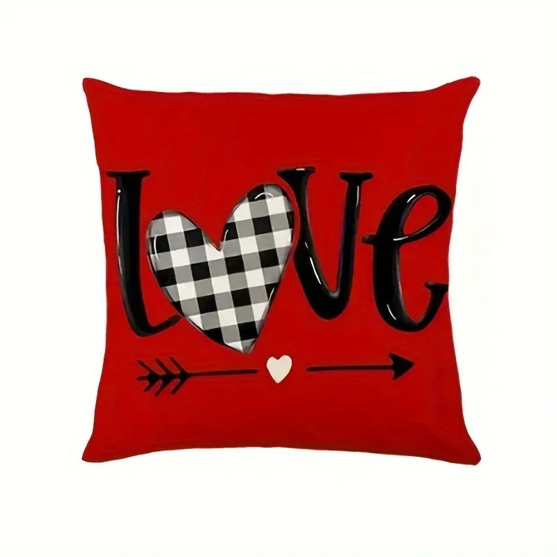 Axyaa Love Bow Buffalo Plaid Pillowcase - Home Sofa Cushion Cover & Gift