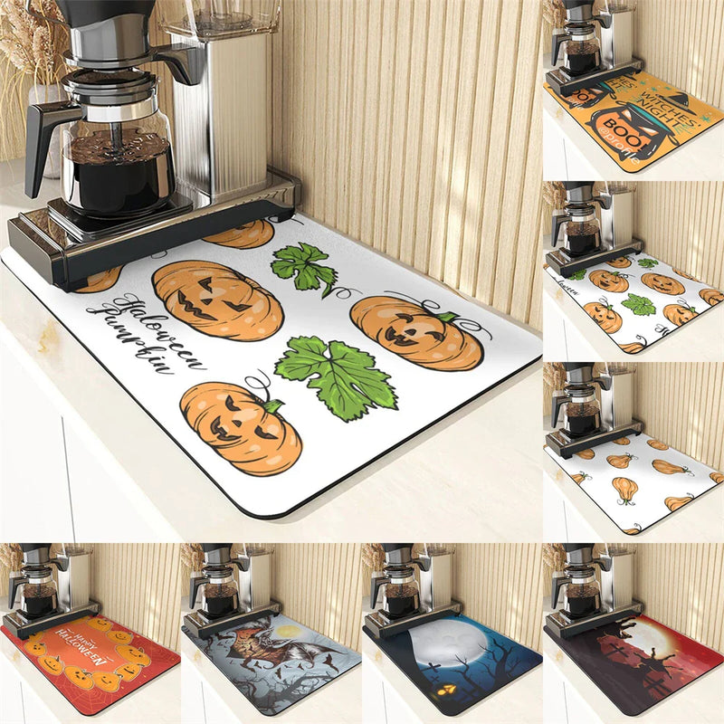 Axyaa Pumpkin Printing Silicone Coasters for Halloween Style Kitchen Décor