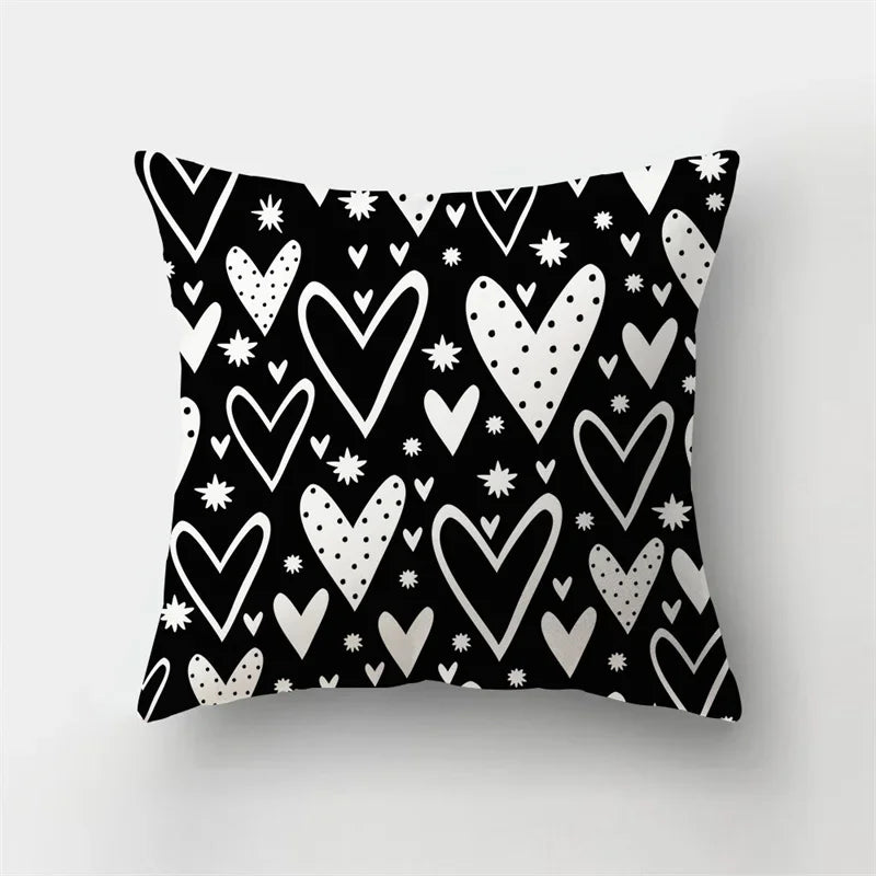 Yellow Black Geometric Cushion Cover - Wave Line Design by Axyaa