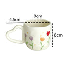 Axyaa Ceramic Tulip Love Handle Coffee Mug White Color Irregular Flower Tea Cup