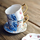 Axya Chinese Style Teacup Set Blue White Porcelain Mug Saucer Gift Box