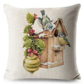 Axyaa Vintage Floral Bird Linen Cushion Cover - 45*45cm