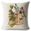 Axyaa Vintage Floral Bird Linen Cushion Cover - 45*45cm