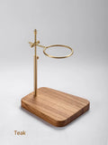 Axyaa Solid Wood Brass Coffee Filter Cup Holder, Adjustable Base