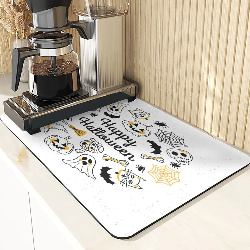 Axyaa Ghost Print Silicone Kitchen Coasters & Dish Mat
