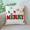 Axyaa Christmas Embroidered Pillow Cover - Canvas Letter Decor Pillowcase