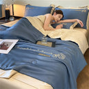 Axyaa Embroidered Silk Bedspread Quilt - Luxury Breathable Comforter