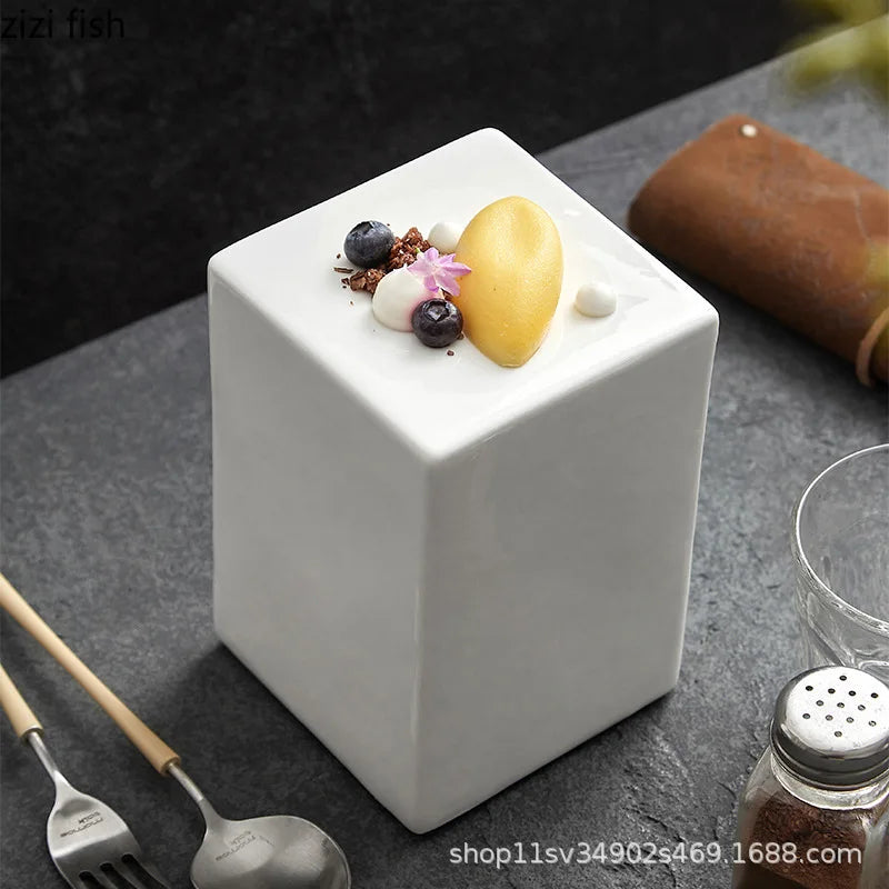 Axya White Ceramic High Foot Plate Stand Collection