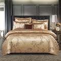 Axyaa Luxury Jacquard Bedding Set - European Style Satin Duvet Cover for Double Bed