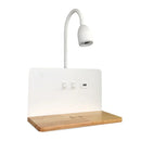 Axyaa Indoor Wall Lamp: USB Port, Wireless Charging, 360° Rotatable, Switch, Bedside Night Light