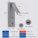 Axyaa Bedside Reading Light, USB Charging, Adjustable 3W LED Spotlight, Bedroom & Hotel