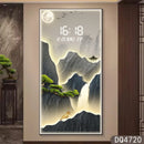 Axyaa Pine Entrance Landscape Wall Painting with High-End Electronic Clock