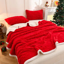 Axyaa Double Layer Taffeta Fleece Christmas Sofa Blanket French Style Bed Throw Blanket