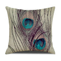 Axyaa Peacock Print Linen Cotton Pillow Cover for Home Decor & Sofa Accent