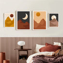 Axyaa Sun Moon Abstract Canvas Painting Modern Wall Art for Living Room