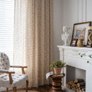Axya Orchid Chrysanthemum Kitchen Curtains: Semi-Blackout with Tassels