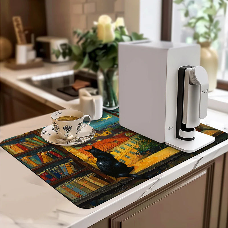Absorbent Draining Mat for Kitchen & Bathroom by Axyaa - Quick Dry & Antiskid