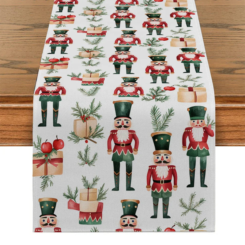 Nutcracker Gift Plant Fir Table Runner by Axyaa