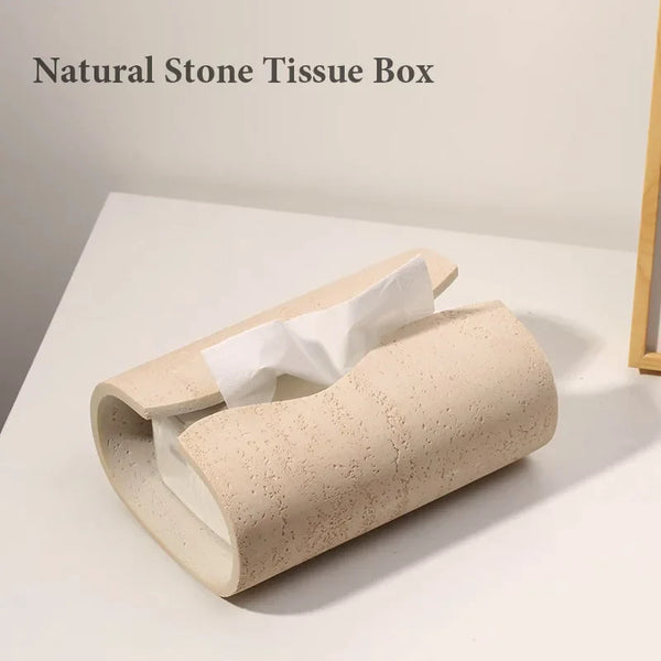 Axya Pure Stone Tissue Box, Modern Living Room Decor, Creative Desktop Ornament