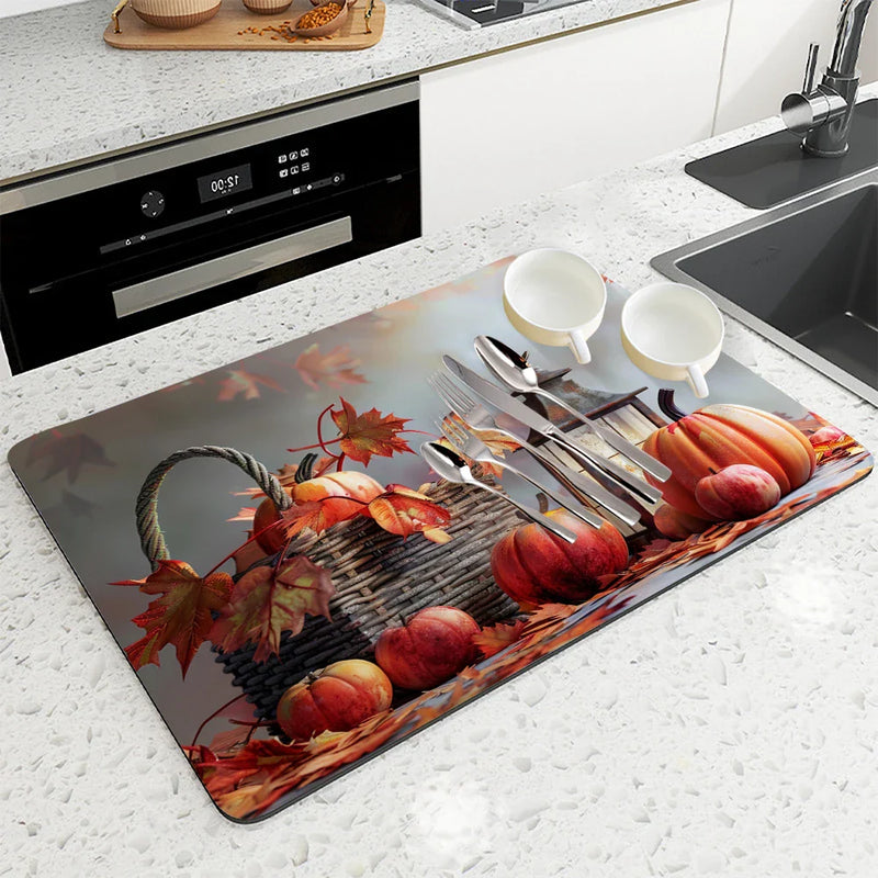 Axyaa Thanksgiving Kitchen Drying Mat Set
