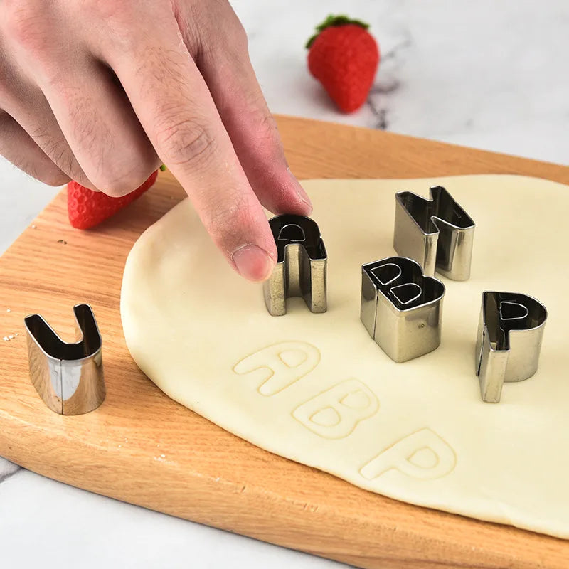 Axyaa Alphanumeric Cookie Mold Set: Stainless Steel Bakeware for DIY Baking & Dessert Decorating