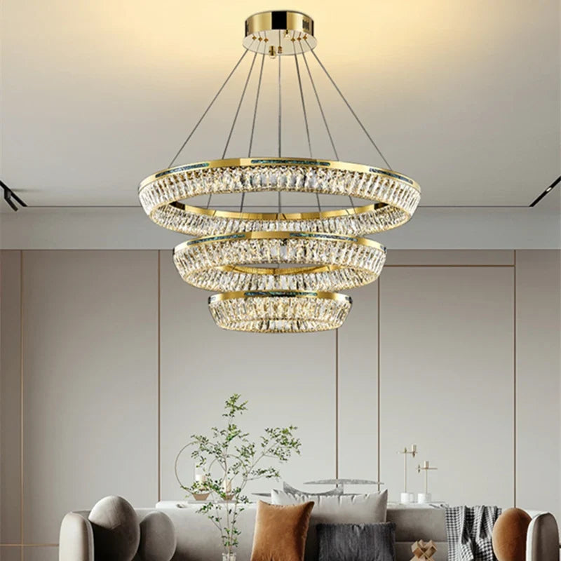 Axyaa Crystal LED Chandeliers: Modern Luxury Lighting Fixtures for Home Interiors