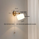 Axyaa Modern Glass Wall Lamp with Pull Chain Switch & Rotatable Glass Mirror Light