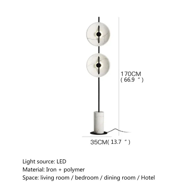 ELZRA Modern LED Floor Lamp White Marble Axyaa Brand