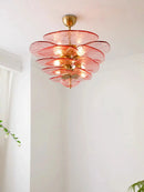 Colorized Glass Leaves Chandelier by Axyaa: Stoned Art Glass, Dimming Function