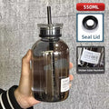 Axyaa Glass Water Bottle with Time Marker for Kids School Lunch - Leakproof & Heat Resistant