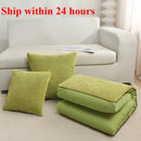 Axyaa Chenille-Rimmed Cotton Pillow Quilt: Solid Color Dual-Purpose Two-in-One Design
