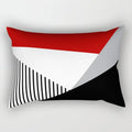 Axyaa Patchwork Stripe Polyester Cushion Cover, Classic Black Red Series, Geometric Design
