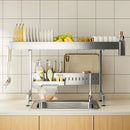 Axyaa Stainless Steel Over the Sink Dish Drying Rack - Adjustable Kitchen Storage Drainer