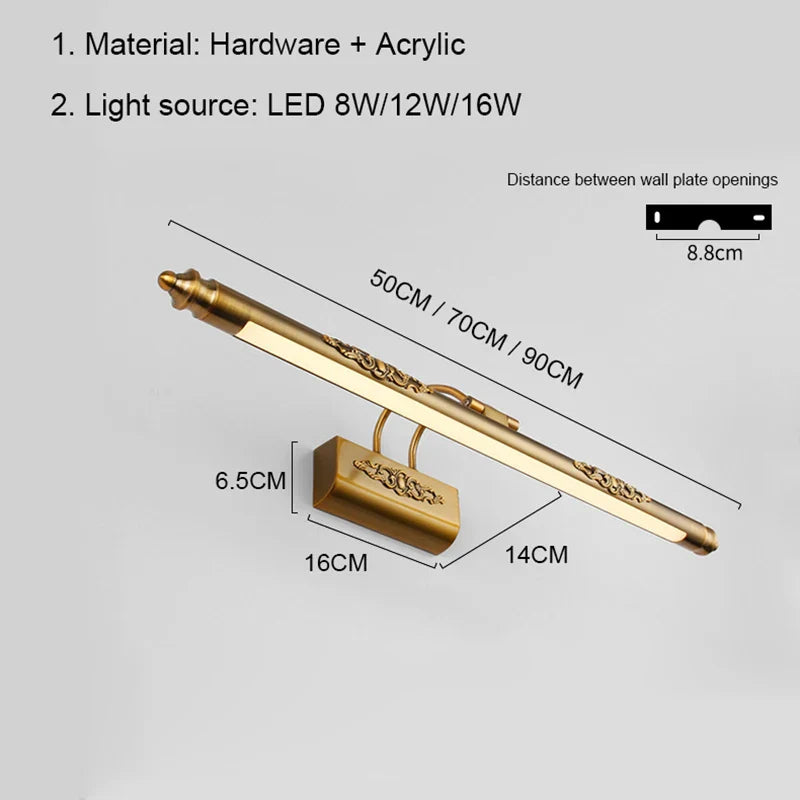 Axyaa Retro Wall Lamp 50cm 70cm 90cm Indoor Lighting Bedroom Sconces