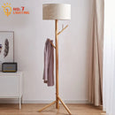 Axyaa Wabi-sabi Wood Floor Lamp with Coat Rack and LED E27 Light