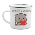 Axyaa Cat Enamel Coffee Mug - Unique Funny Tea Cup for Travel and Home