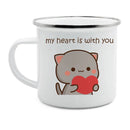 Axyaa Cat Enamel Coffee Mug - Unique Funny Tea Cup for Travel and Home