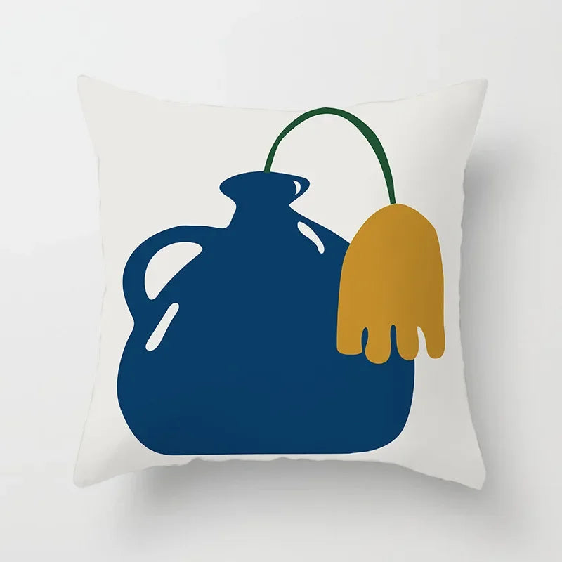 Abstract Geometric Mountain Pillowcase Blue Polyester for Sofa Hotel Office Seat Cushion Cover